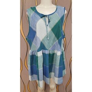 $ 57 WEEKEND SUZANNE BETRO 100% RAYON PLAID SLEEVELESS TOP SIZE 3X # 171